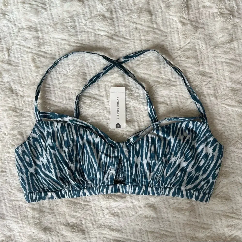 Anthropologie Pilcro Blue & White Printed Bra Top